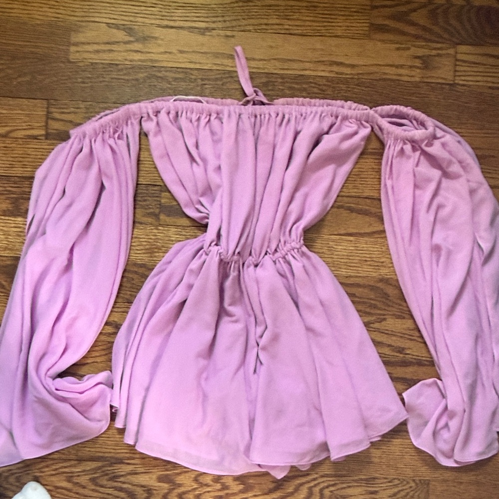 Lavender Pink Off-Shoulder Peasant Blouse